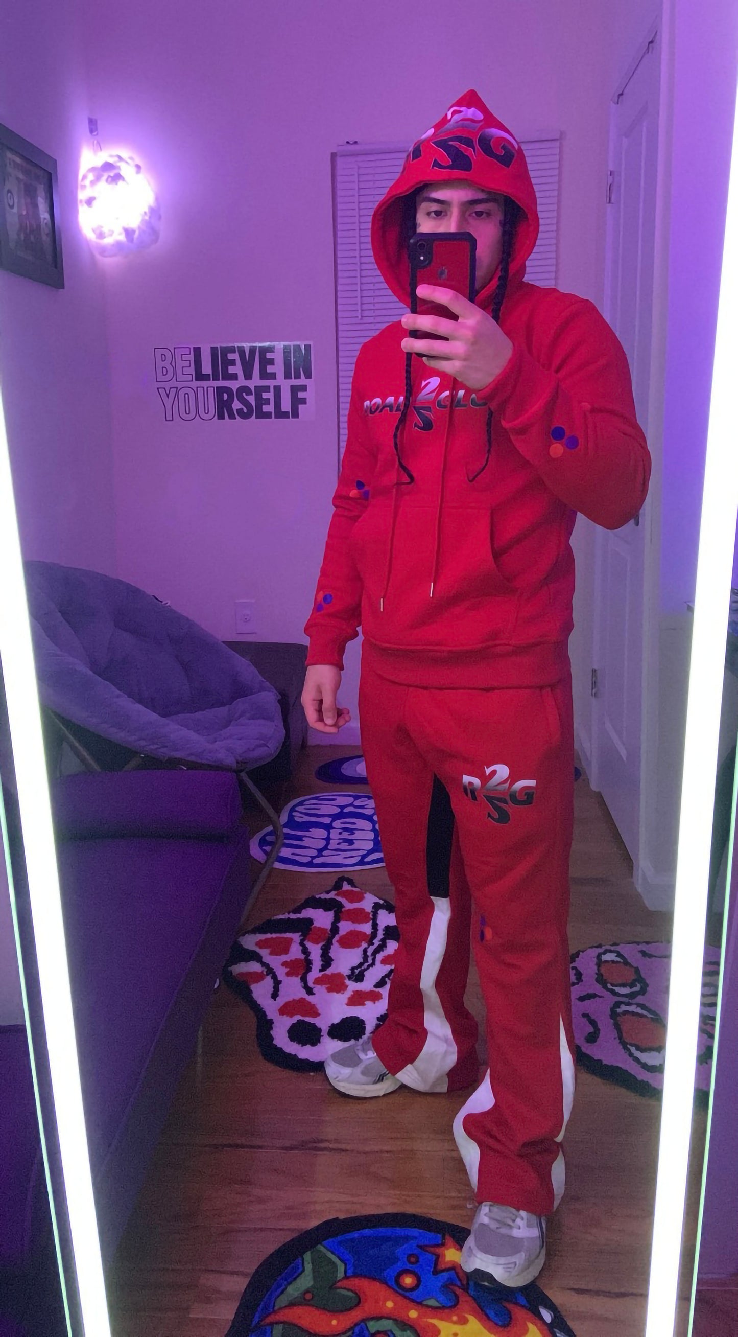 Road2Glory "Chase Glory Not Clout" Sweatsuit Red